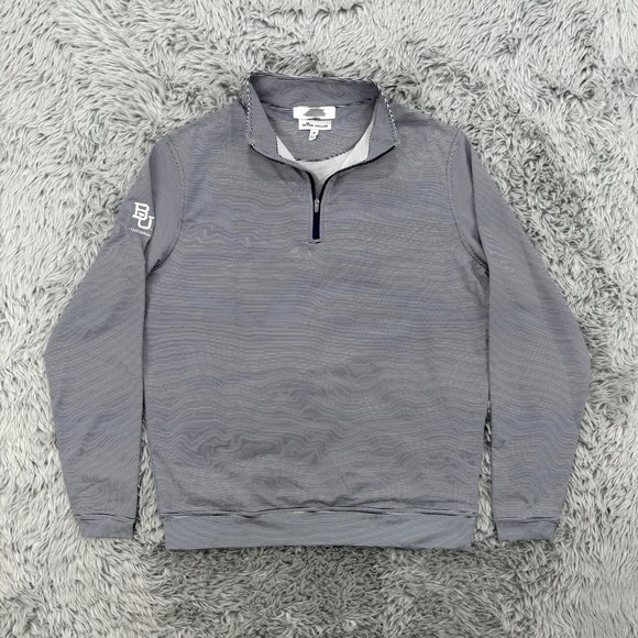 Peter Millar Pullover Men M Blue Striped Crown Comfort‎ Quarter Zip Performance - Picture 1 of 10